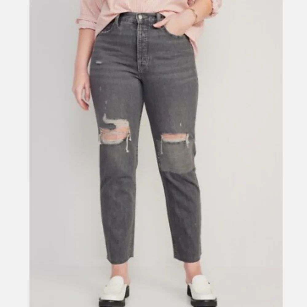 NWOT - Old Navy Extra High-Waisted Button-Fly Sky-Hi Straight Patchwork Sz.14 - Picture 1 of 12